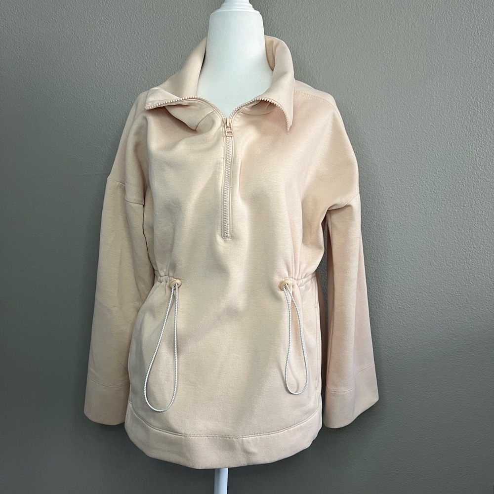 Anthropologie Saturday Sunday hoodie size XSmall peachy beige side cinch ties
